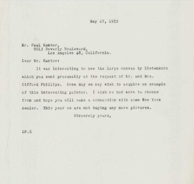 Letter from Duncan Phillips to Paul Kantor